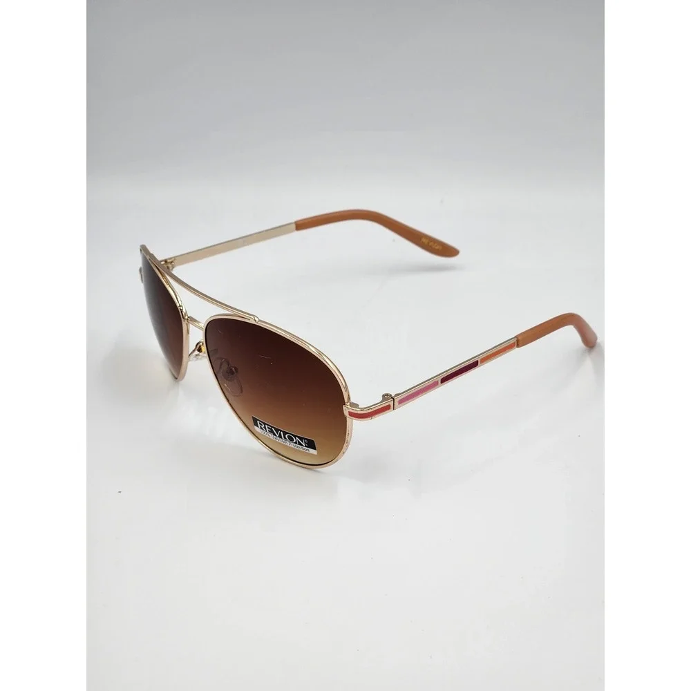Revlon Aviator‎ Sunglasses Gold Brown Gradient Lens UV Women Beach Pool